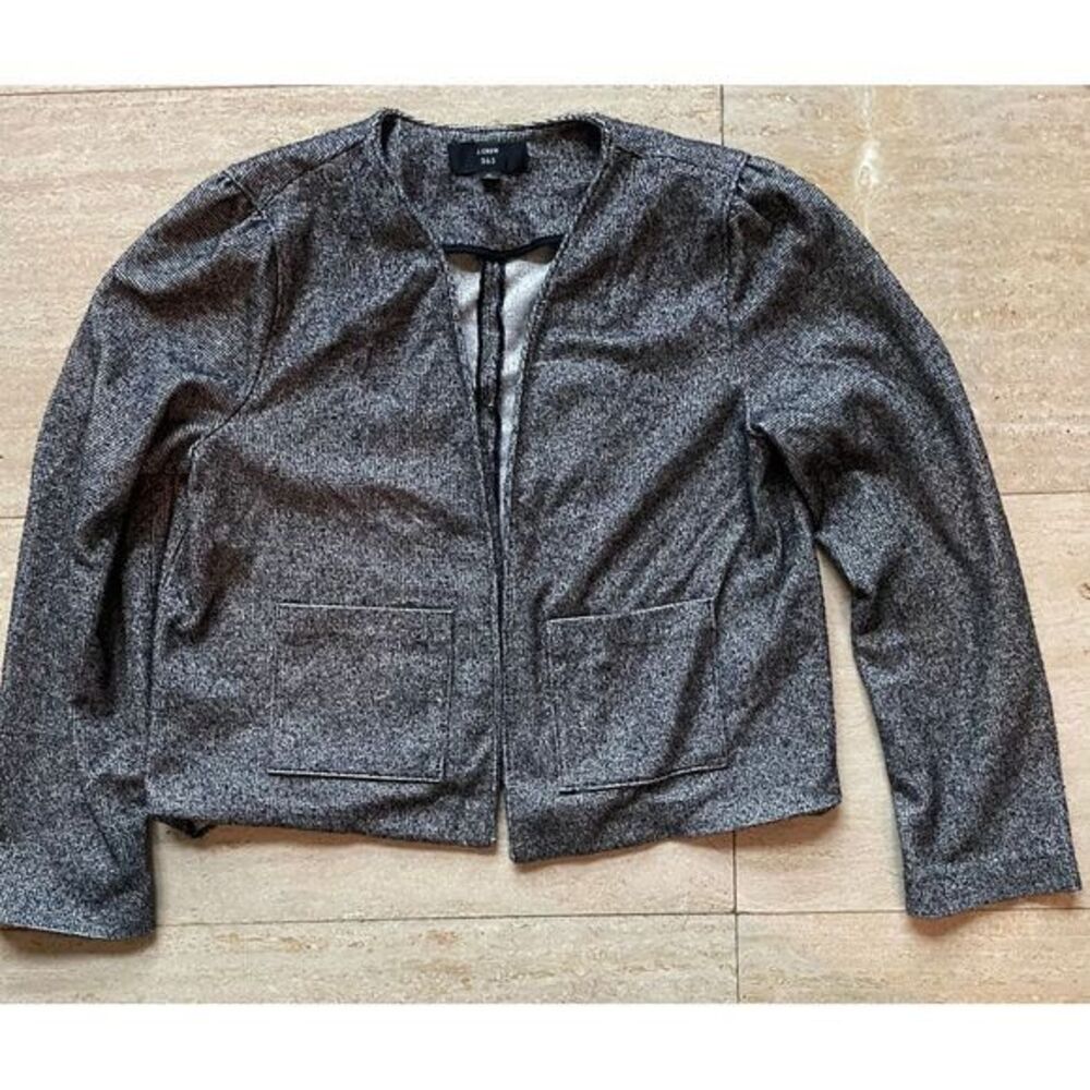 J.Crew Textured Gray Cropped Open Front Blazer‎ Jacket  Size M